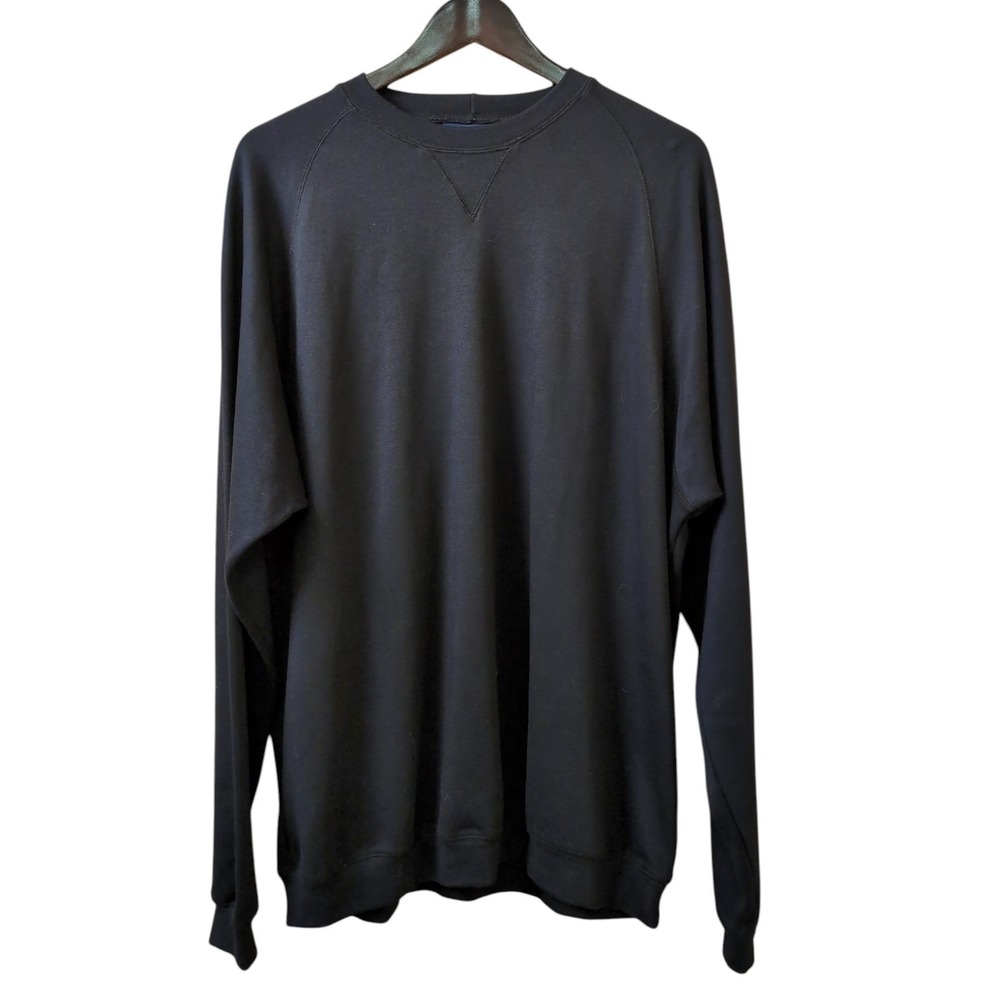 Bobby Jones Sweatshirt Mens XL Black Peruvian Pima Cotton Raglan Crewneck